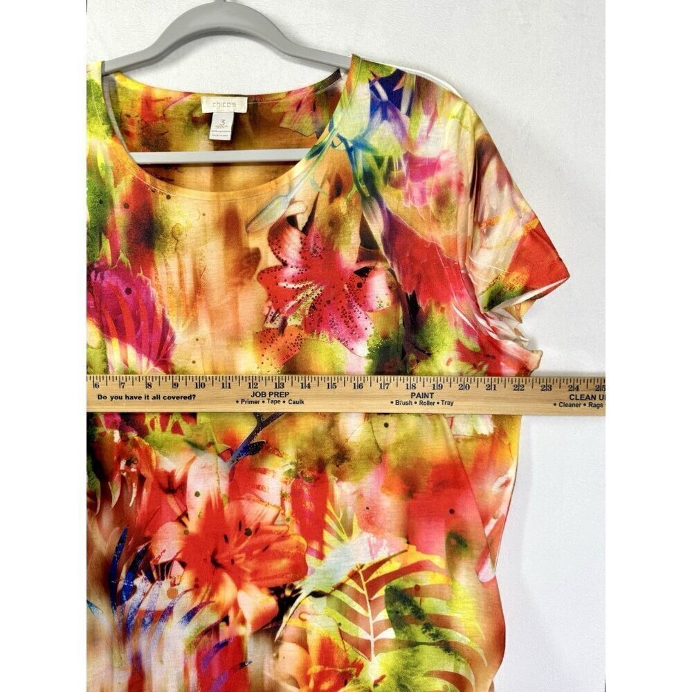 Chico's Vibrant Multicolor Floral Short Sleeve Tee - Picture 7 of 9